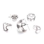 Buy Ferosh Nayyara Boho Oxidized Silver 5 Rings Set - Purplle