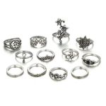 Buy Ferosh Om Floral Silver 12 Pcs Ring Set - Purplle