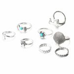 Buy Ferosh Marine Silver Oxidized 8 Pcs Ring Set - Purplle