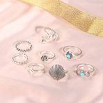 Buy Ferosh Marine Silver Oxidized 8 Pcs Ring Set - Purplle