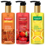 Buy Vaadi Herbals Pack of 3 Luxurious Face Wash - Skin Whitening Saffron (250 ml) Strawberry Scrub (250 ml) & Pure Honey Lemon (250 ml) - Purplle