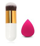 Buy AY Makeup Foundation Brush with 1 Makeup Sponge Puff (Color May Vary) 2 pc - Purplle