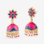 Buy Queen Be Magenta & Blue Enameled Glamorous Jhumki - Purplle