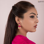 Buy Queen Be Magenta & Blue Enameled Glamorous Jhumki - Purplle