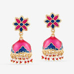 Buy Queen Be Magenta & Blue Enameled Glamorous Jhumki - Purplle