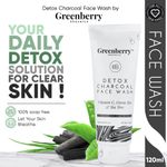 Buy Greenberry Organics Detox Charcoal Face Wash, Vitamin C, Green Tea, Tea Tree, Controls Oil, Anti Acne, Anti Pollution, All Skin Type, Unisex, Natural & Organic (120 ml) - Purplle