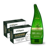 Buy LA Organo Glutathione Skin Whitening Soap (Pack of 2 X 75 g) & Aloe Vera Multipurpose Beauty Gel (120 g) Perfect Skin Combo - Purplle