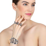 Buy Femnmas Silver Hollow Lace Victorian Bracelet With Ring - Purplle