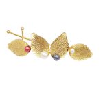 Buy Ferosh Willow Golden Pearl Multi-Leaf Hair Pin - Purplle
