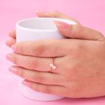 Buy Ferosh Lucian Rose Golden Flower Rhinestone Ring - Purplle