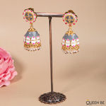 Buy Queen Be Festive Flair Grey Enameled Jhumki - Purplle