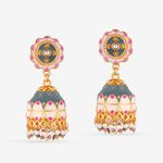 Buy Queen Be Festive Flair Grey Enameled Jhumki - Purplle