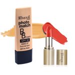 Buy Bonjour Paris Photo Match BB Cream (Beige) + Creme Lipstick (Coral Red) - Combo Offer _ BCB01-04-LSB02-61 - Purplle