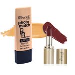 Buy Bonjour Paris Photo Match BB Cream (Beige) + Creme Lipstick (Dark Maroon) - Combo Offer _ BCB01-04-LSB02-41 - Purplle