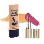 Buy Bonjour Paris Photo Match BB Cream (Beige) + Creme Lipstick (Mauve) - Combo Offer _ BCB01-04-LSB02-68 - Purplle
