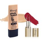 Buy Bonjour Paris Photo Match BB Cream (Natural Fair) + Creme Lipstick (Intense Red) - Combo Offer _ BCB01-01-LSB02-25 - Purplle