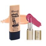 Buy Bonjour Paris Photo Match BB Cream (Rose Ivory) + Creme Lipstick (Mauve) - Combo Offer _ BCB01-02-LSB02-68 - Purplle