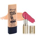 Buy Bonjour Paris Photo Match BB Cream (Rose Ivory) + Creme Lipstick (Red Amber) - Combo Offer _ BCB01-02-LSB02-17 - Purplle
