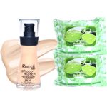 Buy Bonjour Paris Photo Match Invisible Matte Liquid Foundation (Ivory) + Wet Facial Wipes (Lime Fresh Flavor)- Pack of 2 FPB04-01-WPB02-LM-2PC - Purplle