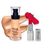 Buy Bonjour Paris Photo Match Invisible Matte Liquid Foundation(Natural Tan)+ Premium Creme Matte Lipstick (Pink) - Combo Offer _ FPB04-04-LSB14-02 - Purplle