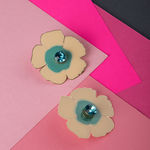 Buy Queen Be Floral Yellow Green Enameled Earrings - Purplle