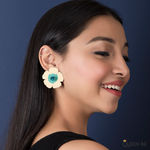 Buy Queen Be Floral Yellow Green Enameled Earrings - Purplle