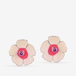 Buy Queen Be Floral White Pink Enameled Earrings - Purplle