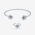 Buy Queen Be Dainty Flower Rose Silver Bracelet & Ring Set - Purplle