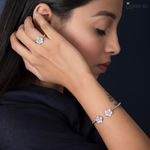 Buy Queen Be Dainty Flower Rose Silver Bracelet & Ring Set - Purplle