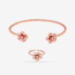 Buy Queen Be Dainty Flower Rose Gold Bracelet & Ring Set - Purplle