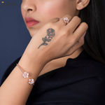 Buy Queen Be Dainty Flower Rose Gold Bracelet & Ring Set - Purplle