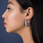 Buy Queen Be Blooming Rectangle Silver Earrings - Purplle