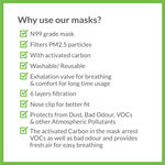 Buy BodyGuard Reusable Anti Pollution Face Mask with Activated Carbon, N99 + PM2.5 for Kids - Pack of 2 - Purplle