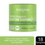 Buy Sirona Heavy Flow Organic Tampons Made With 100% Organic Cotton, Non-Applicator Tampons - 18 Pcs - Purplle