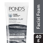 Buy Pond's Pure White Mineral Clay Anti Pollution Purity Face Wash Foam (40 g) - Purplle