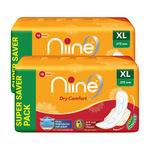 Buy NIINE Dry Comfort Extra Long Sanitary Pads for women with Anti Leak Flow Channel Technology (Pack of 2), 36 Pads Count (Super Saver Pack) - Purplle