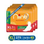 Buy NIINE Dry Comfort Ultra Thin XL Sanitary Pads for women with Fluid Lock Gel Technology (Pack of 3), 45 Pads Count (Super Saver Pack) - Purplle