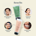 Buy Arata Natural Face Wash & Toothpaste Combo for Men & Women || All Natural,Vegan & Cruelty Free || Facewash - Gently Exfoliates & controls oil for Men & Women|| Toothpaste -Flouride Free Formula Fights Bacteria & Tooth Decay 150ml+100ml - Purplle