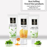 Buy Best Selling Travel Size products (Anti-Ageing Face Wash + Honey Face Gel + Green Tea Face Cream) - Purplle