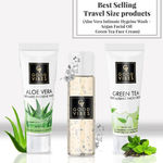 Buy Best Selling Travel Size products (Aloe Vera Intimate Hygeine Wash + Argan Facial Oil + Green Tea Face Cream) - Purplle