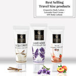 Buy Best Selling Travel Size products (Liquorice Body Lotion + Lavender Foot Cream + SPF Body Lotion) - Purplle