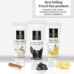 Buy Best Selling Travel Size products (Liquorice Body Lotion + Activated Charcoal Scrub + Banana Conditioner) - Purplle