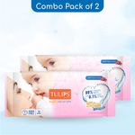 Buy Tulips Sensitive Baby Wet Wipes for Gentle Cleaning/Moisturising, 100% RASH FREE (72 Wipes x 2 Pack) - Purplle