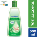 Buy Mediker Hand Sanitizer,70 % Alcohol Based Sanitizer,Instantly Kills 99.9% Germs Without Water,Use Anytime, Anywhere (500 ml) - Purplle