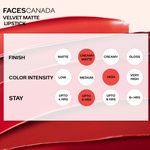 Buy Faces Canada Velvet Matte Lipstick | Vitamin E enriched |Soft Matte finish|Smooth One Stroke Intense Color | Hydrated Lips All Day | Shade - Crimson 3.5g - Purplle