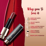 Buy Faces Canada Velvet Matte Lipstick | Vitamin E enriched |Soft Matte finish|Smooth One Stroke Intense Color | Hydrated Lips All Day | Shade - Crimson 3.5g - Purplle