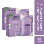 Buy Sanfe Natural Intimate Wipes, 3 in 1 - No Odour, No Itching, No Irritation - Cucumber & White Lily (20 Piece) - Purplle