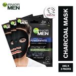 Buy Garnier Men PowerWhite XL Charcoal Mask Pack of 3 3 x 28g (Pack of 3) - Purplle