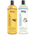 Buy Rey Naturals® Cold-Pressed, 100% Pure Castor Oil & Coconut Oil - Moisturizing & Healing, For Skin, Hair Care, Eyelashes (200 ml + 200 ml) Super Saver Combo - Purplle