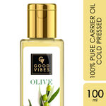 Buy Good Vibes Olive 100% Pure Cold Pressed Carrier Oil For Hair & Skin | Hair Repair, Anti-Ageing | No Parabens, No Animal Testing (100 ml) - Purplle